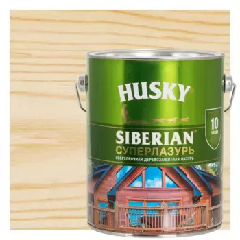 Лазурь для дерева Husky Siberian Суперлазурь цвет бесцветный 2.7 л