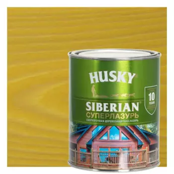 Лазурь для дерева Husky Siberian Суперлазурь цвет калужница 0.9 л