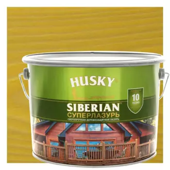 Лазурь для дерева Husky Siberian Суперлазурь цвет калужница 9 л
