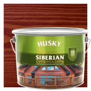 Лазурь для дерева Husky Siberian Суперлазурь цвет красное дерево 9 л