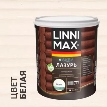 Лазурь для дерева Linnimax полуматовая белая 2.5 л