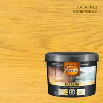 Лазурь для дерева Pinotex Extreme полуматовая прозрачная 9 л