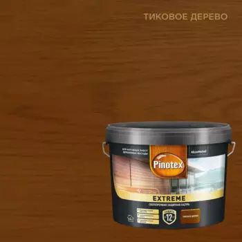 Лазурь для дерева Pinotex Extreme полуматовая тиковое дерево 9 л