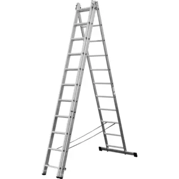 Лестница раскладная 3-секционная алюминиевая Dilwis 11 ступеней максимальная нагрузка 150 кг