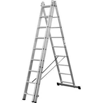 Лестница раскладная 3-секционная алюминиевая Dilwis 9 ступеней максимальная нагрузка 150 кг