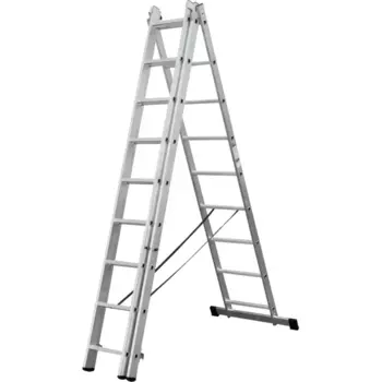 Лестница раскладная 3-секционная алюминиевая Dilwis до 4.74 м 8 ступеней максимальная нагрузка 150 кг