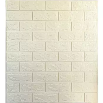 Листовая панель ПВХ самоклеящаяся мягкая 3D кирпич слоновая кость 770x700x4 мм 0.539 м
