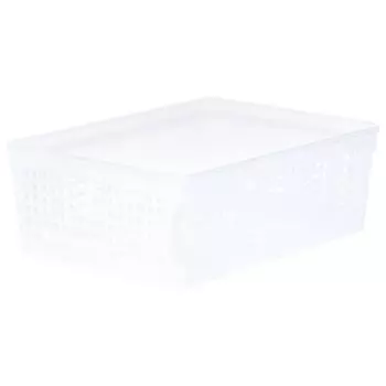 Лоток 27x19x9 см 3.7 л пластик цвет белый с крышкой