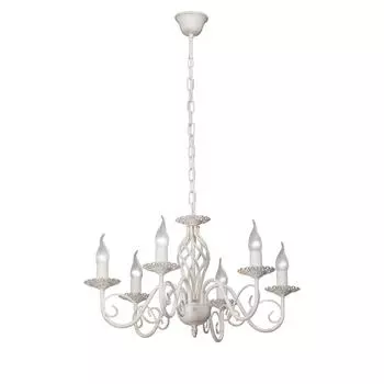 Люстра подвесная Vitaluce Anna 6 ламп 18м Е14 цвет бело-бежевый матовый с золотом