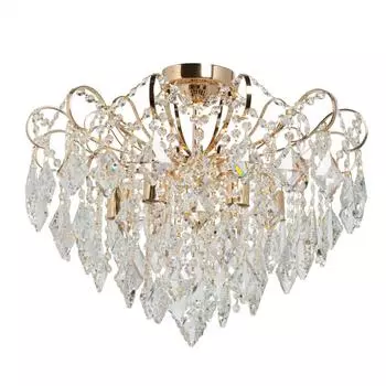 Люстра хрустальная потолочная Бриз 6 ламп 18 м² цвет золото