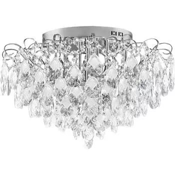 Люстра хрустальная потолочная со светодиодной подсветкой Бриз с пультом управления 8 ламп 33 м² цвет хром