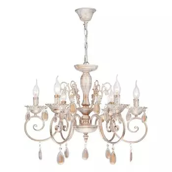 Люстра хрустальная подвесная Eurosvet Адель 10009/6, 6 ламп, 30 м, цвет белый
