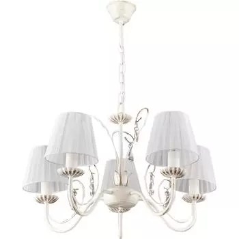 Люстра подвесная Грация 5 ламп 10 м² цвет белый
