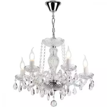 Люстра подвесная Rivoli Riccio, 6 ламп, 18 м², с диммером, цвет хрусталь/прозрачный