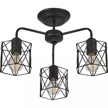 Люстра потолочная Vitaluce Актавия блэк 3 лампы 9м E27 цвет черный матовый