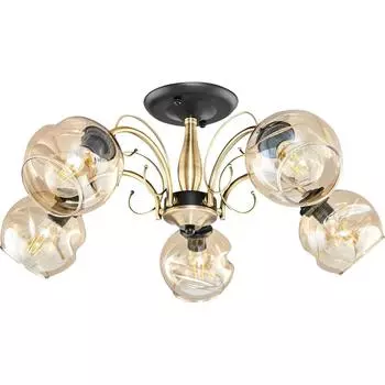 Люстра потолочная Альфа 5 ламп 40 м² цвет бронза/шампань