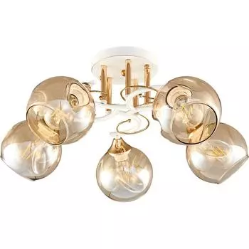 Люстра потолочная Альфа 5 ламп 40 м² цвет шампань