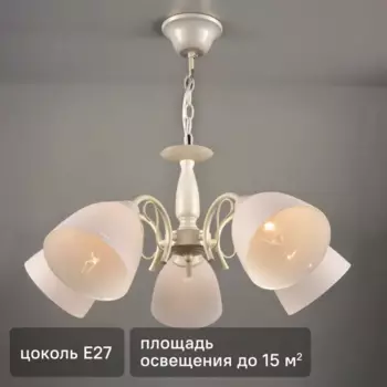 Люстра потолочная Богема 5 ламп 15 м цвет белый