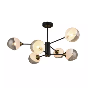 Люстра потолочная Дайн 6 ламп, 18 м², цвет чёрный/хром