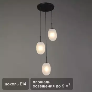Люстра потолочная Грейс Трио 3 лампы 9 м цвет черный/белый