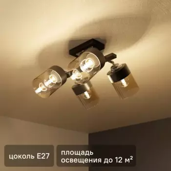 Люстра потолочная Inspire Amber 4 лампы 12 м цвет черный