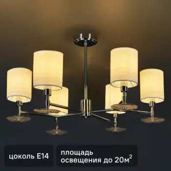 Люстра потолочная Martina 6 ламп 20 м цвет серебристый/белый