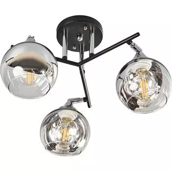 Люстра потолочная Присси 3 лампы, 9 м², цвет чёрный/хром