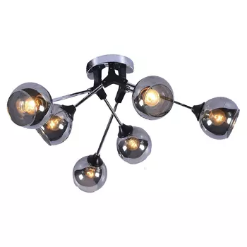 Люстра потолочная Ширли 6 ламп, 18 м², цвет чёрный/хром