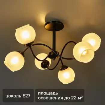 Люстра потолочная Волна 586 6 ламп 24 м цвет черный