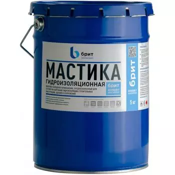 Мастика гидроизоляционная битумно-полимерная Брит Изоляция-Р 5 кг