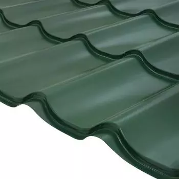 Металлочерепица 0.4 мм 3650х1180 мм RAL 6005 зелёный