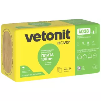 Минеральная вата Vetonit 100 мм 4 плиты 600x1000 мм 2.4 м