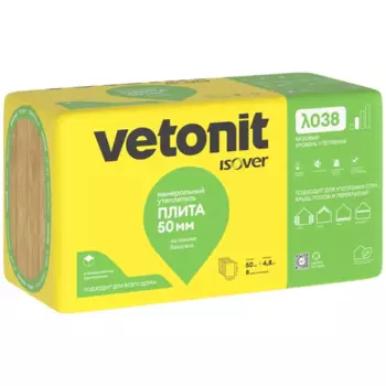Минеральная вата Vetonit 50 мм 8 плит 600x1000 мм 4.8 м
