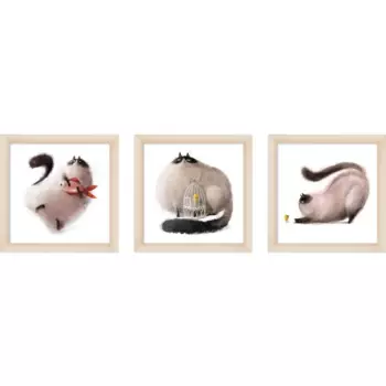 Модульная картина Смешные коты 40x40 см 3 шт.