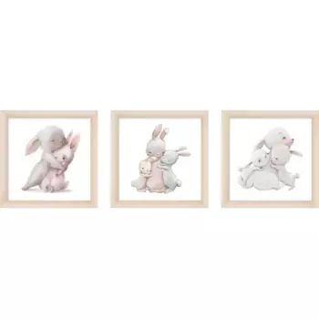 Модульная картина Зайчики 40x40 см 3 шт.