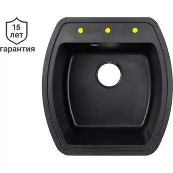 Мойка для кухни врезная Delinia 48x51 см глубина чаши 20 см кварц цвет чёрный