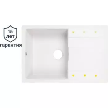 Мойка для кухни врезная с крылом Delinia 78x51 см глубина чаши 20 см кварц цвет жасмин
