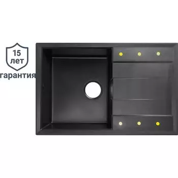 Мойка для кухни врезная с крылом Delinia 78x51 см глубина чаши 20 см кварц цвет чёрный