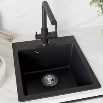 Мойка для кухни врезная Delinia 43x48 см глубина чаши 20 см кварц цвет антрацит