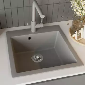 Мойка для кухни врезная Delinia 51x51 см глубина чаши 20 см кварц цвет серый шелк