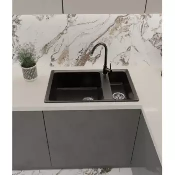 Мойка для кухни врезная Delinia 76x50 см глубина чаши 19 см кварц цвет черный