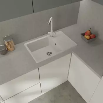 Мойка для кухни врезная с крылом Delinia 76x50 см глубина чаши 19 см кварц цвет белый