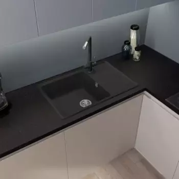 Мойка для кухни врезная с крылом Delinia 76x50 см глубина чаши 19 см кварц цвет графит