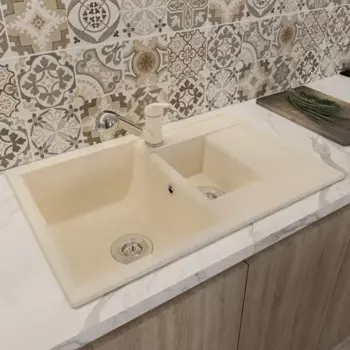 Мойка для кухни врезная с крылом Dr.Gans Астра 76x51 см глубина чаши 20 см мрамор цвет латте