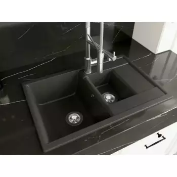 Мойка для кухни врезная с крылом Dr. Gans Астра 76x51 см глубина чаши 20 см мрамор цвет черный