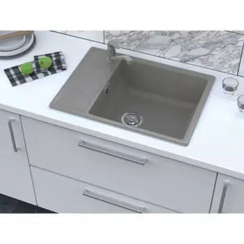Мойка для кухни врезная с крылом Granfest Vertex GF-V-680L 68x50 см глубина чаши 20 см мрамор цвет серый
