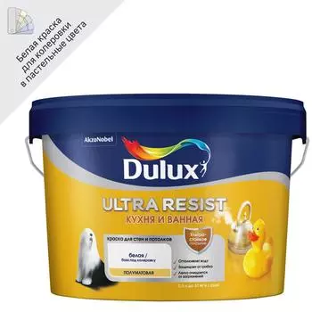Моющаяся краска для стен Dulux Ultra Resist Кухня и Ванная база BW 2.5 л