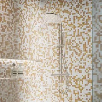 Мозаика стеклянная Kreaforta бежево-белая 327x327x4 мм