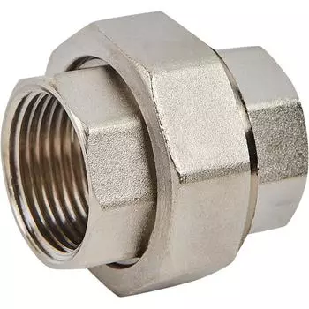 Муфта Valtec разъемная, внутренняя-внутренняя резьба, 1" мм, никелированная латунь VTr.340.N.0006