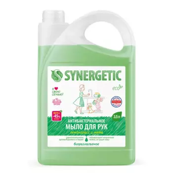 Мыло жидкое для рук Synergetic лемонграсс и мята 3.5л